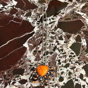 Orange heart and beads necklace